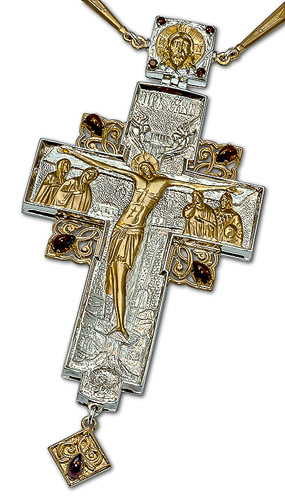 Купить крест Протоиерейский серебряный с позолотой